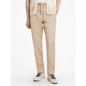 John Varvatos Campos Pants Men 33x32 Khaki Linen Blend Relaxed Fit NWT $248